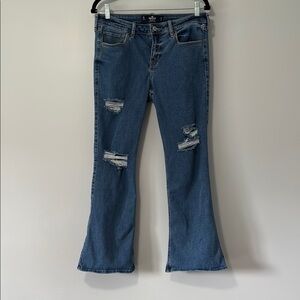 Hollister Flare Wide Leg Jeans with Distressed Details